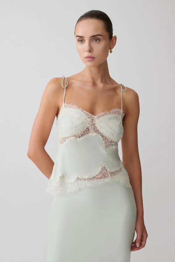 Nina Satin And Lace Camisole – Sage Nina Satin And Lace Camisole – Sage