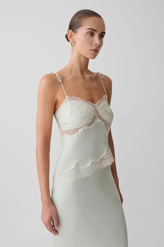 Nina Satin And Lace Camisole – Sage Nina Satin And Lace Camisole – Sage