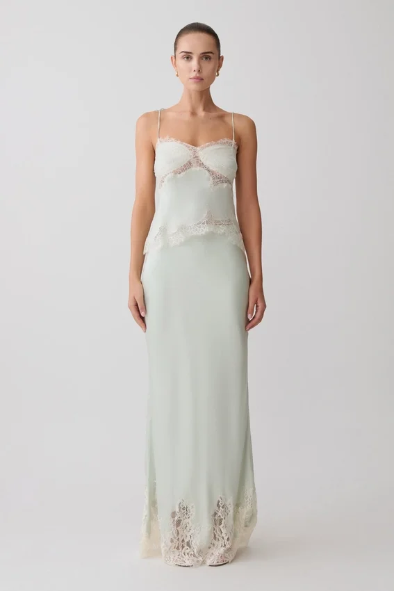 Nina Satin And Lace Camisole – Sage Nina Satin And Lace Camisole – Sage