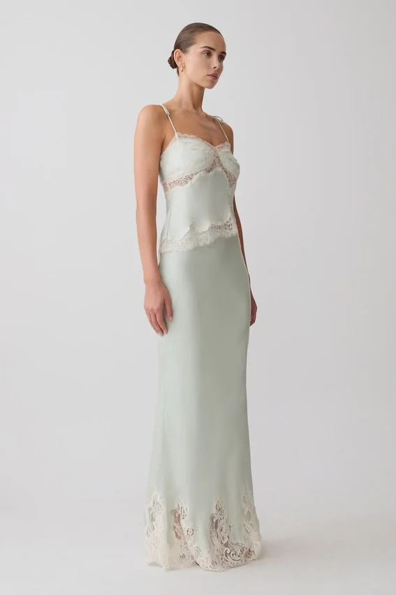 Nina Satin And Lace Camisole – Sage Nina Satin And Lace Camisole – Sage