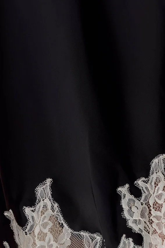 Nina Satin And Lace Maxi Skirt – Black/Ivory Nina Satin And Lace Maxi Skirt – Black/Ivory