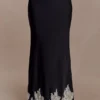Nina Satin And Lace Maxi Skirt – Black/Ivory Nina Satin And Lace Maxi Skirt – Black/Ivory