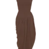 Nola Shirred Asymmetric Midi Dress – Mocha Nola Shirred Asymmetric Midi Dress – Mocha