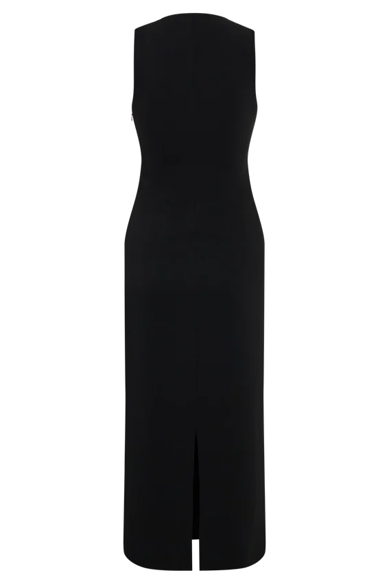 Norah Sleeveless Crepe Midi Dress – Black Norah Sleeveless Crepe Midi Dress – Black