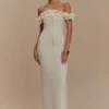 Nova Ruffle Off Shoulder Maxi Dress – Ivory