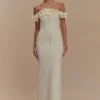 Nova Ruffle Off Shoulder Maxi Dress – Ivory