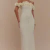 Nova Ruffle Off Shoulder Maxi Dress – Ivory