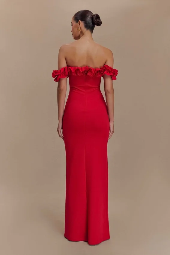 Nova Ruffle Off Shoulder Maxi Dress – Ruby Nova Ruffle Off Shoulder Maxi Dress – Ruby