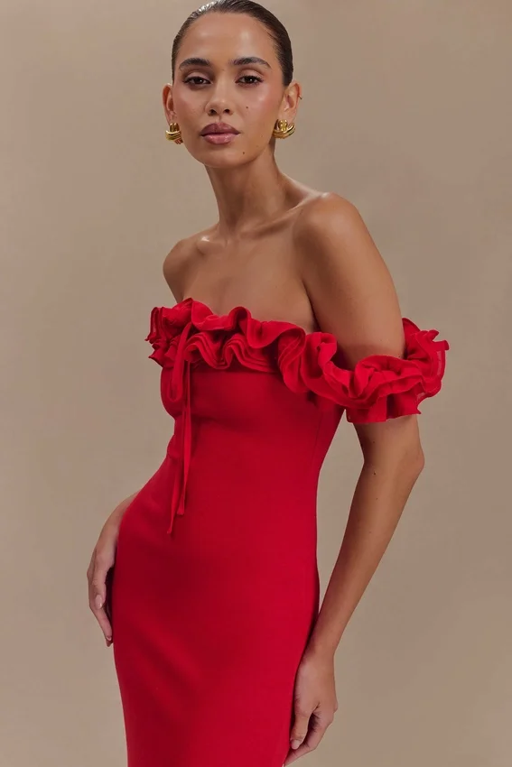 Nova Ruffle Off Shoulder Maxi Dress – Ruby Nova Ruffle Off Shoulder Maxi Dress – Ruby