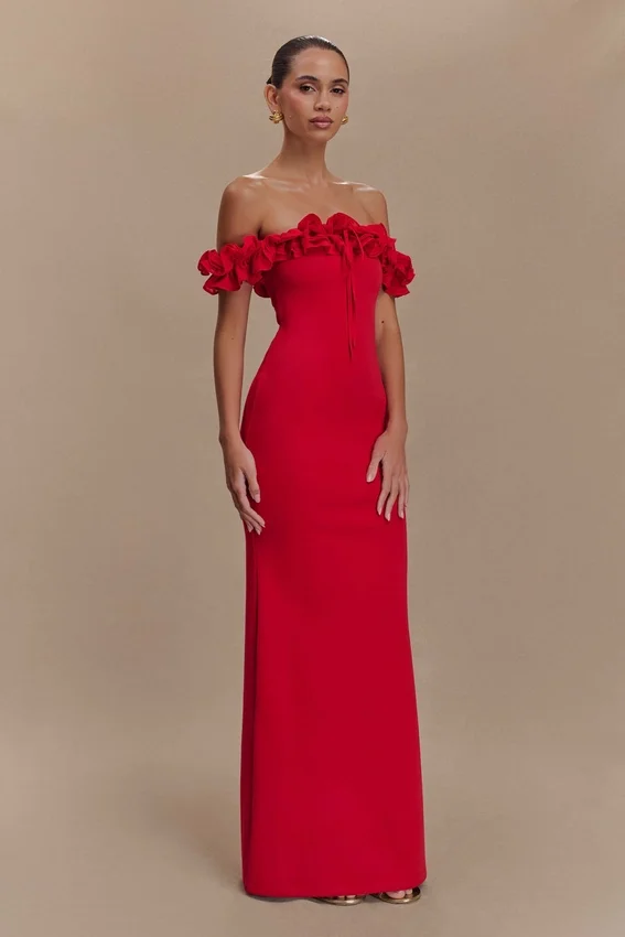 Nova Ruffle Off Shoulder Maxi Dress – Ruby Nova Ruffle Off Shoulder Maxi Dress – Ruby