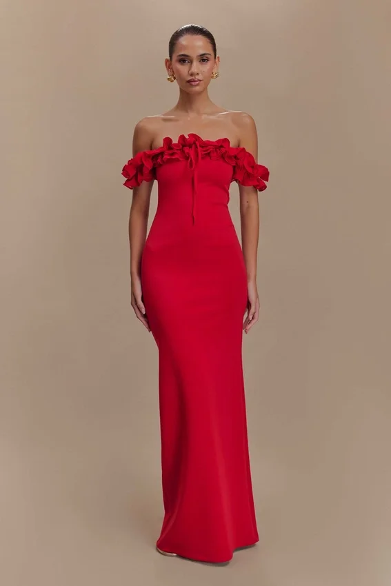 Nova Ruffle Off Shoulder Maxi Dress – Ruby Nova Ruffle Off Shoulder Maxi Dress – Ruby