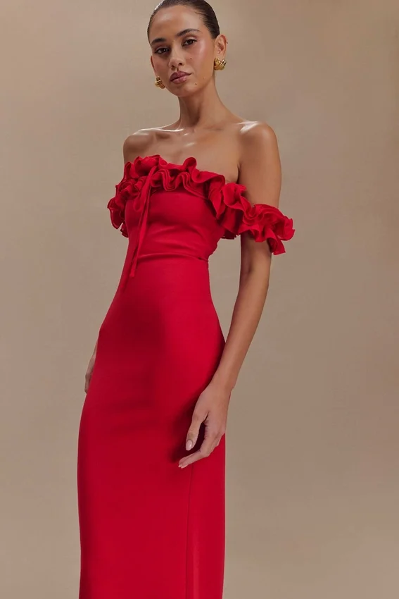 Nova Ruffle Off Shoulder Maxi Dress – Ruby Nova Ruffle Off Shoulder Maxi Dress – Ruby