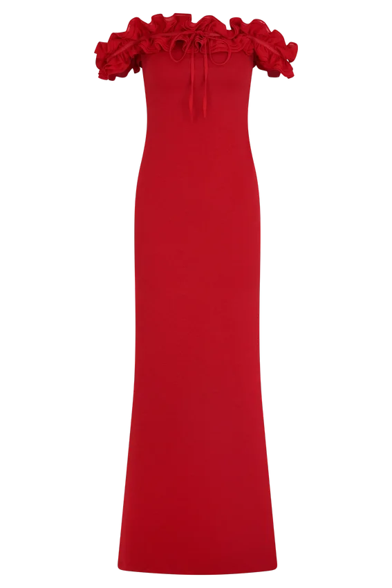 Nova Ruffle Off Shoulder Maxi Dress – Ruby Nova Ruffle Off Shoulder Maxi Dress – Ruby