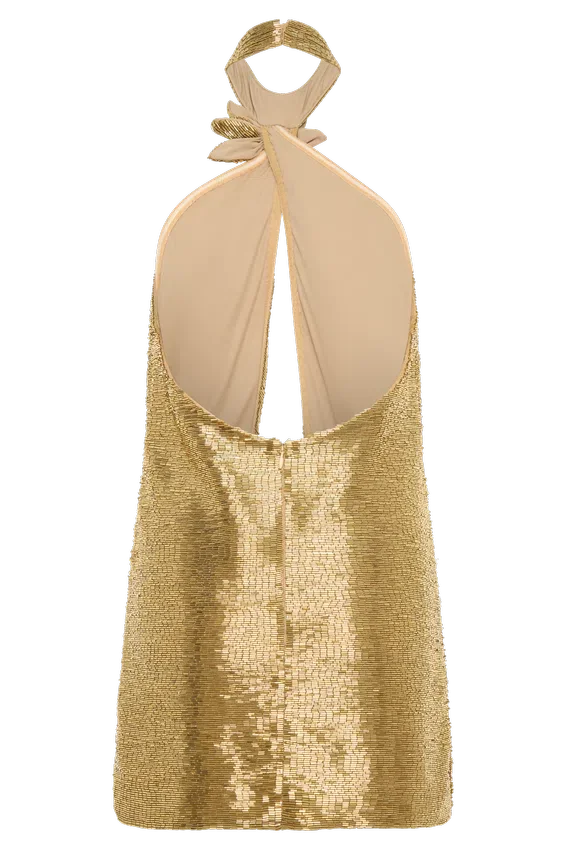 Nylah Beaded Halter Mini Dress – Gold Nylah Beaded Halter Mini Dress – Gold
