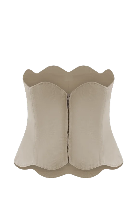 Oakley Strapless Scallop Denim Top – Stone Wash Oakley Strapless Scallop Denim Top – Stone Wash