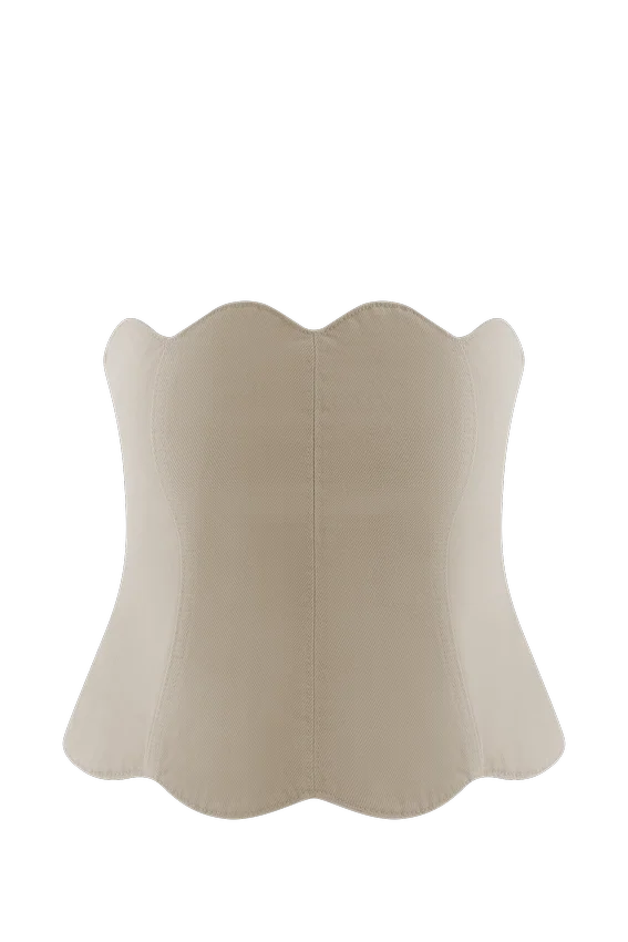 Oakley Strapless Scallop Denim Top – Stone Wash Oakley Strapless Scallop Denim Top – Stone Wash