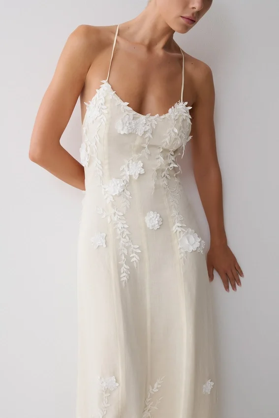 Odette Floral Lace Midi Dress – Buttermilk Odette Floral Lace Midi Dress – Buttermilk