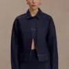 Olandria Oversized Jacket Top – Washed Indigo Blue