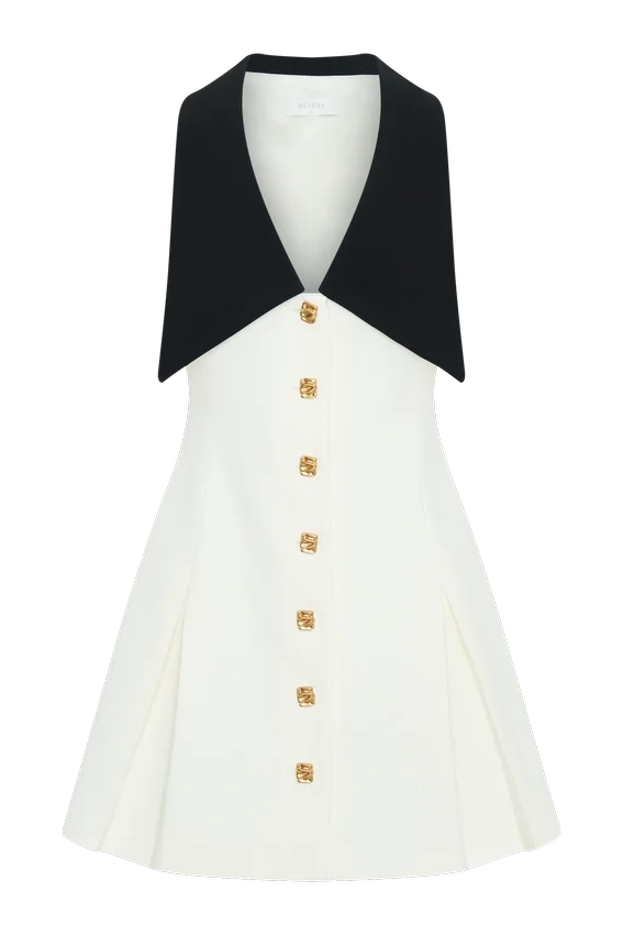 Oli Sleeveless Contrast Mini Dress – Ivory/Black Oli Sleeveless Contrast Mini Dress – Ivory/Black