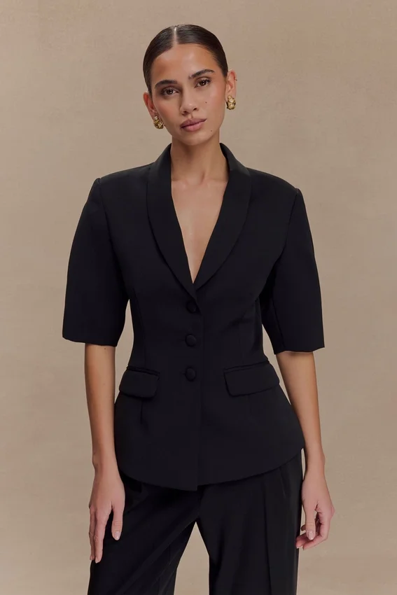 Opal Puff Sleeve Suiting Top – Black Opal Puff Sleeve Suiting Top – Black