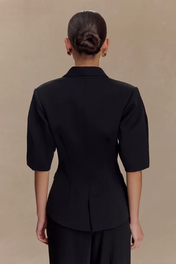 Opal Puff Sleeve Suiting Top – Black Opal Puff Sleeve Suiting Top – Black
