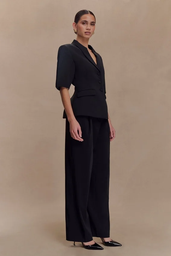 Opal Puff Sleeve Suiting Top – Black Opal Puff Sleeve Suiting Top – Black