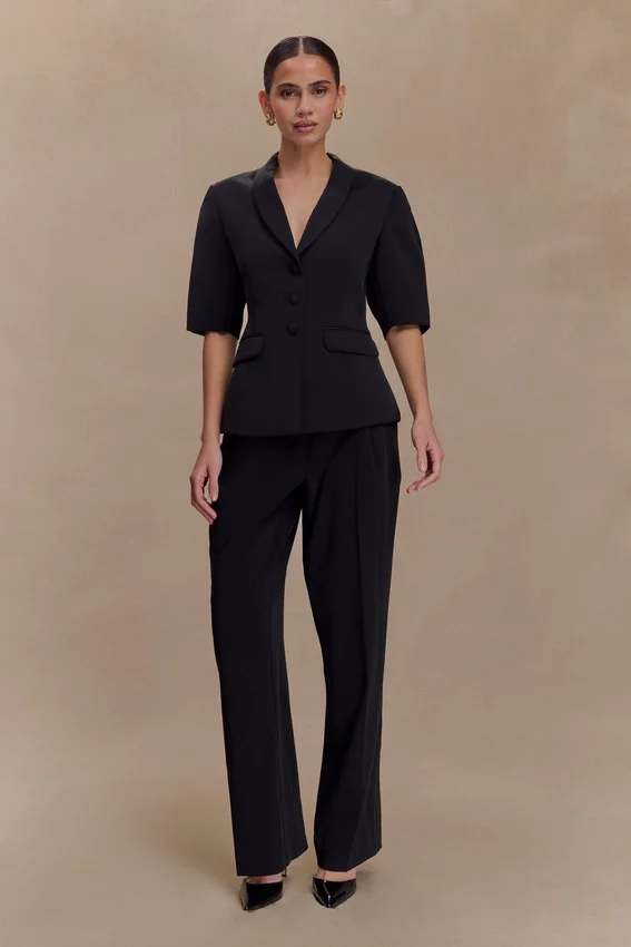 Opal Puff Sleeve Suiting Top – Black Opal Puff Sleeve Suiting Top – Black
