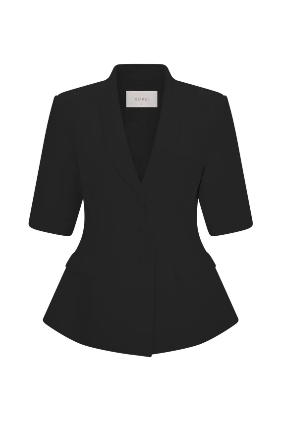 Opal Puff Sleeve Suiting Top – Black Opal Puff Sleeve Suiting Top – Black