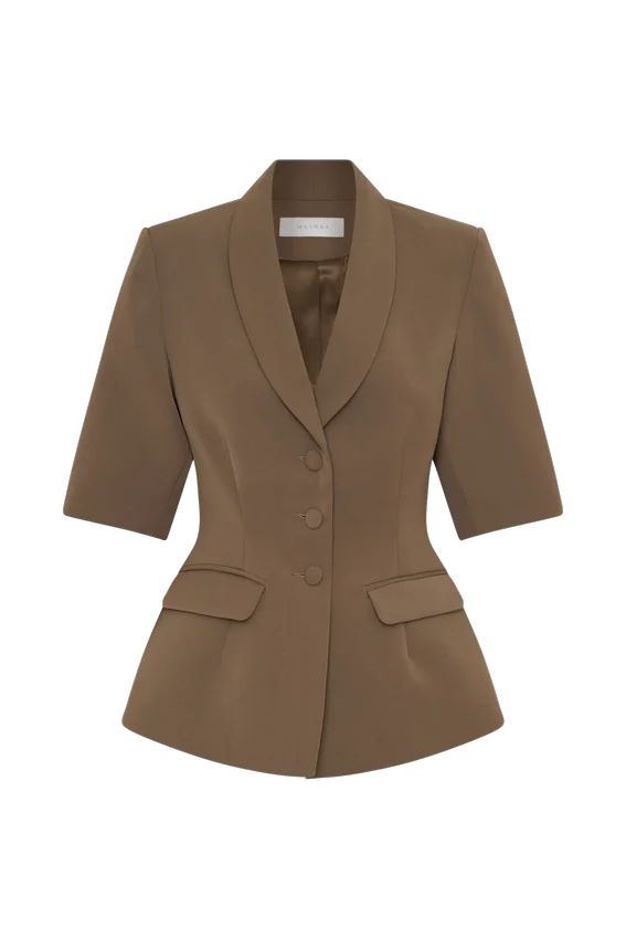 Opal Puff Sleeve Suiting Top – Cacao Brown Opal Puff Sleeve Suiting Top – Cacao Brown