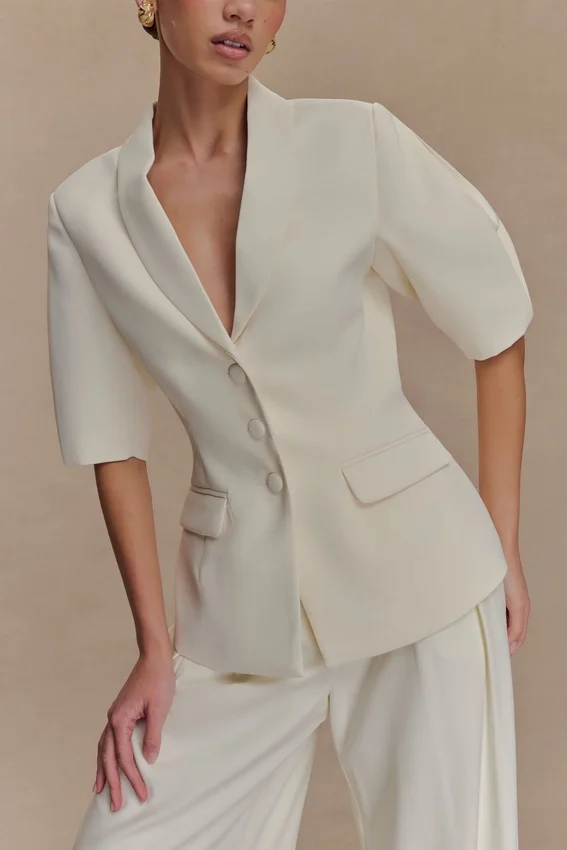Opal Puff Sleeve Suiting Top – Ivory Opal Puff Sleeve Suiting Top – Ivory
