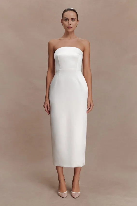 Ophelia Peplum Satin Maxi Dress – Ivory Ophelia Peplum Satin Maxi Dress – Ivory
