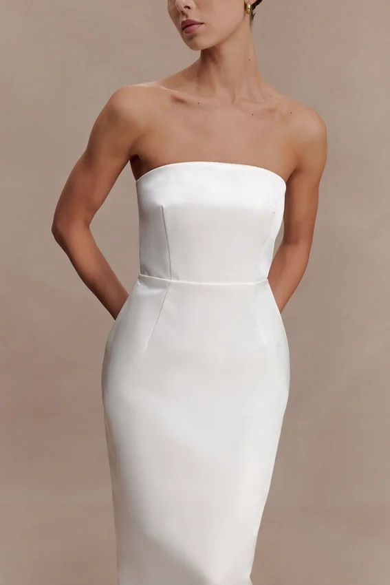 Ophelia Peplum Satin Maxi Dress – Ivory Ophelia Peplum Satin Maxi Dress – Ivory