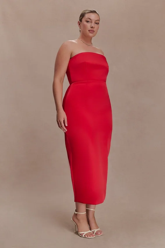 Ophelia Peplum Satin Maxi Dress – Red Ophelia Peplum Satin Maxi Dress – Red