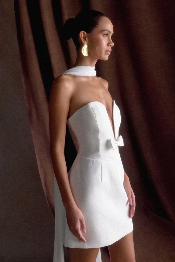 Orellia Strapless Suiting Mini Dress – Ivory Orellia Strapless Suiting Mini Dress – Ivory