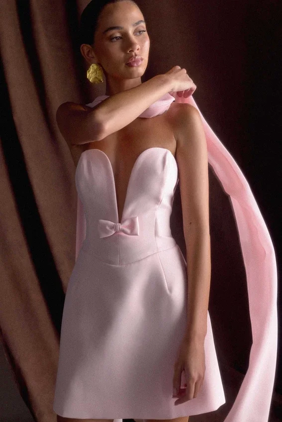 Orellia Strapless Suiting Mini Dress – Soft Pink Orellia Strapless Suiting Mini Dress – Soft Pink