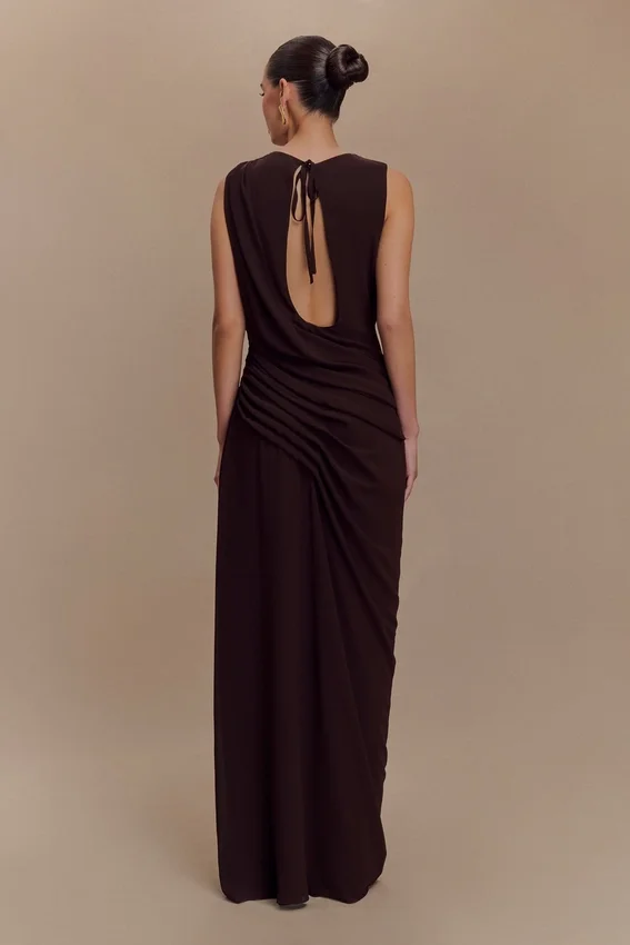 Oria Chiffon Maxi Dress – Cacao Brown Oria Chiffon Maxi Dress – Cacao Brown