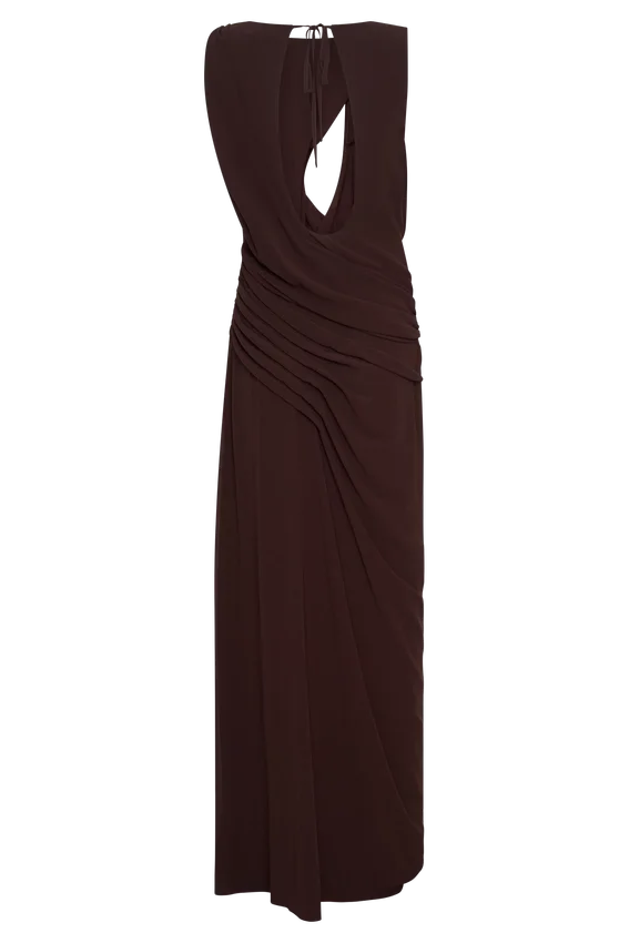 Oria Chiffon Maxi Dress – Cacao Brown Oria Chiffon Maxi Dress – Cacao Brown