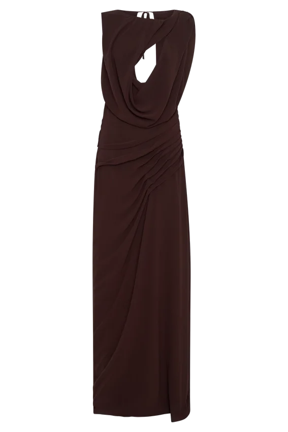 Oria Chiffon Maxi Dress – Cacao Brown Oria Chiffon Maxi Dress – Cacao Brown
