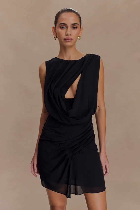 Oria Chiffon Mini Dress – Black Oria Chiffon Mini Dress – Black