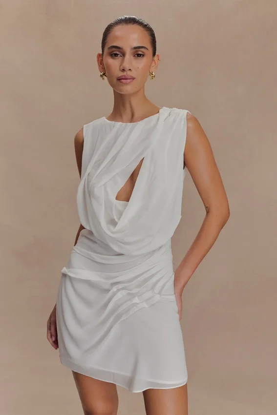 Oria Chiffon Mini Dress – White Oria Chiffon Mini Dress – White