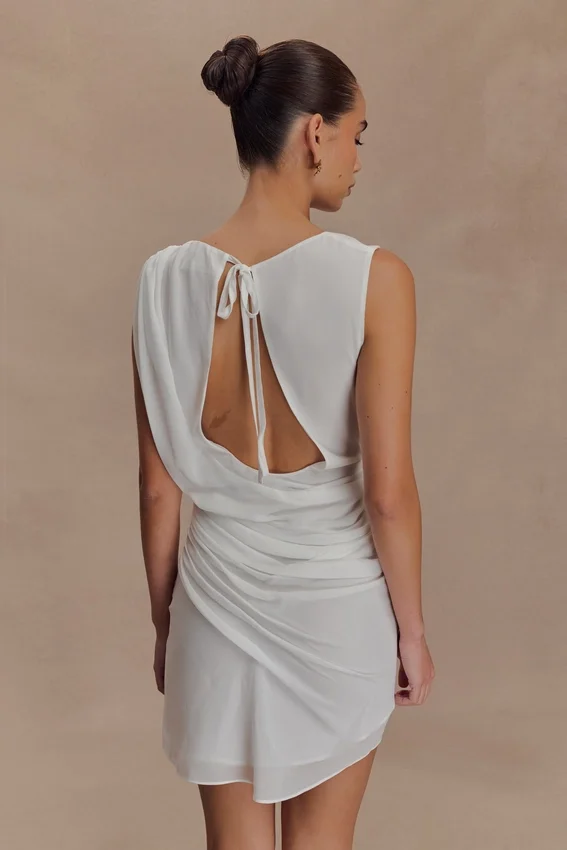 Oria Chiffon Mini Dress – White Oria Chiffon Mini Dress – White