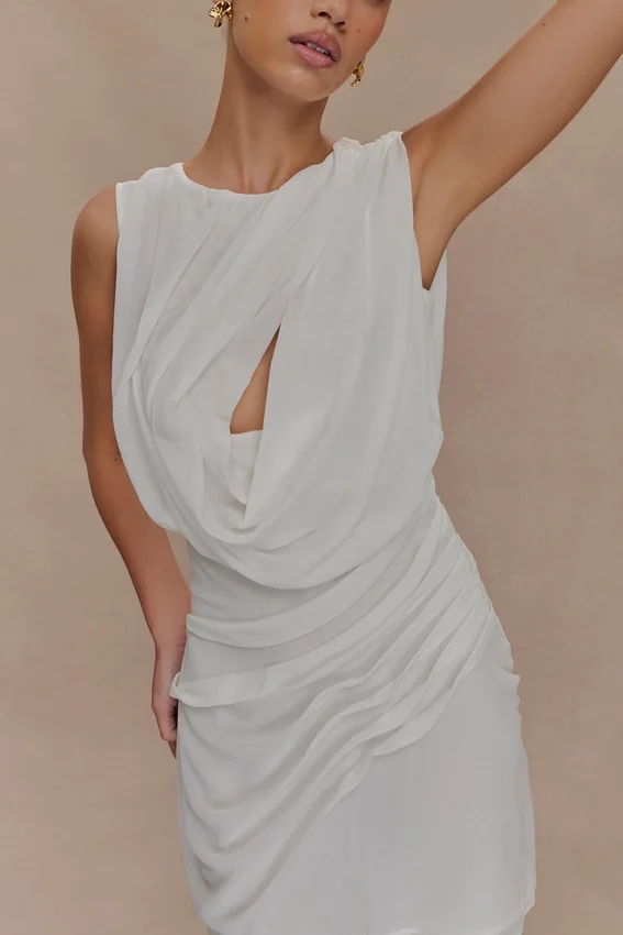 Oria Chiffon Mini Dress – White Oria Chiffon Mini Dress – White