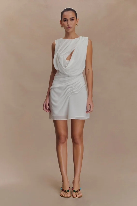Oria Chiffon Mini Dress – White Oria Chiffon Mini Dress – White