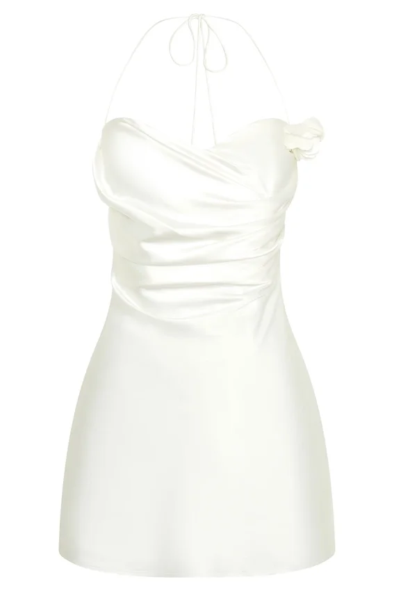 Otillie Rose Halter Mini Dress – White Otillie Rose Halter Mini Dress – White