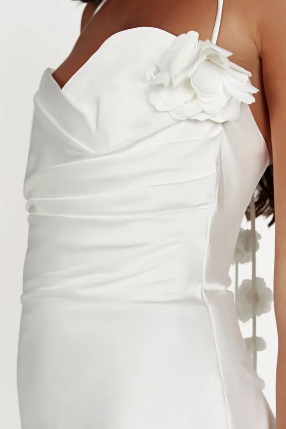 Otillie Rose Halter Mini Dress – White Otillie Rose Halter Mini Dress – White