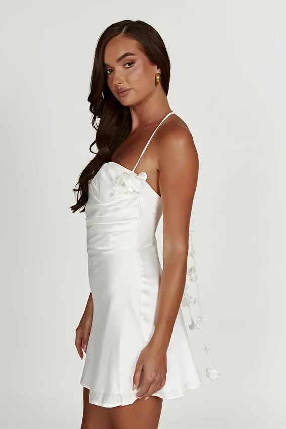 Otillie Rose Halter Mini Dress – White Otillie Rose Halter Mini Dress – White