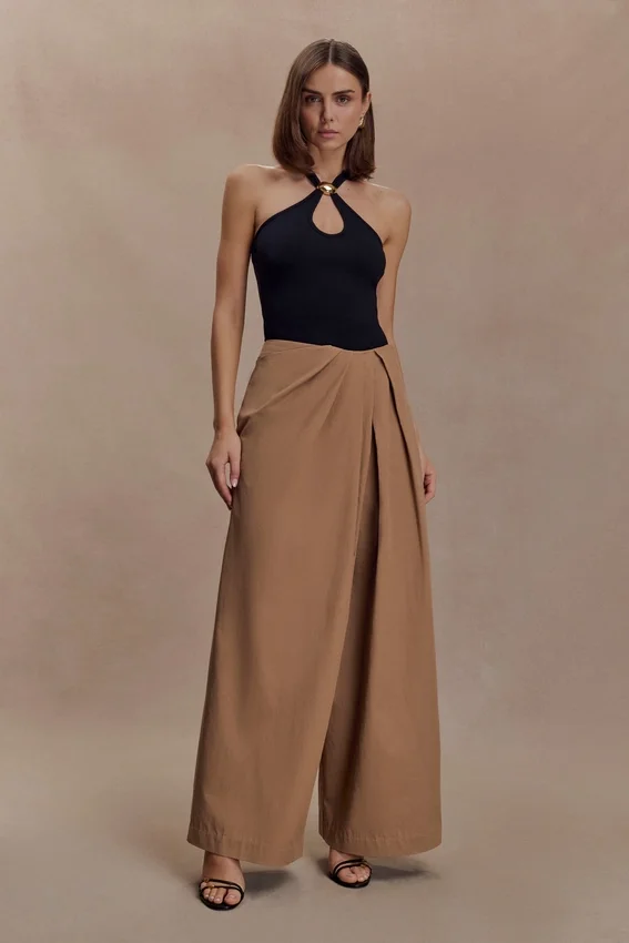 Owen Draped Wide Leg Pants – Mocha Owen Draped Wide Leg Pants – Mocha