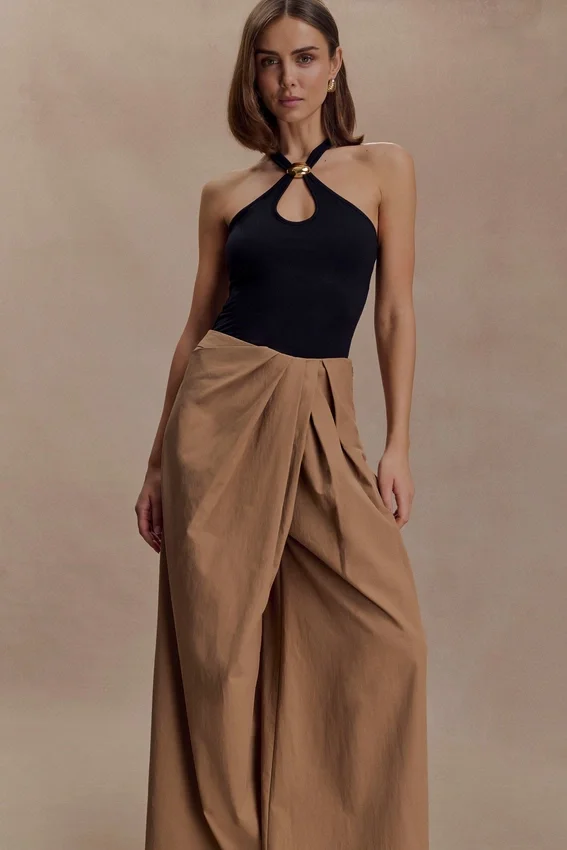 Owen Draped Wide Leg Pants – Mocha Owen Draped Wide Leg Pants – Mocha