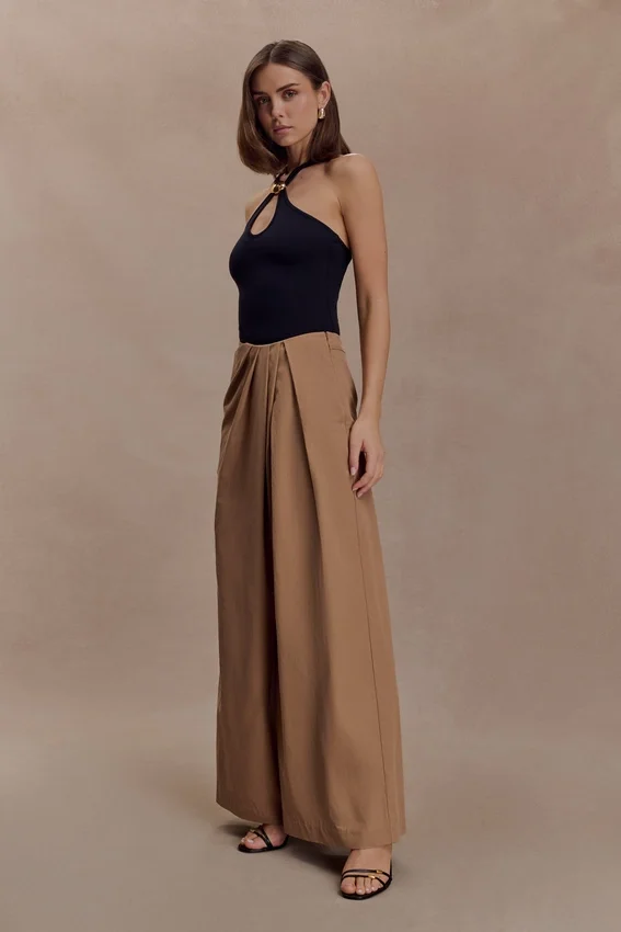 Owen Draped Wide Leg Pants – Mocha Owen Draped Wide Leg Pants – Mocha