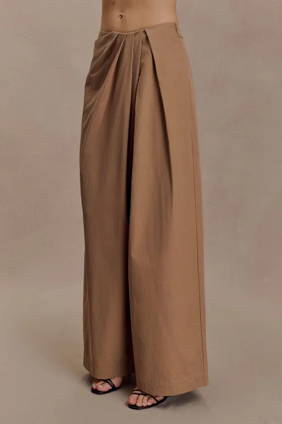 Owen Draped Wide Leg Pants – Mocha Owen Draped Wide Leg Pants – Mocha